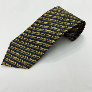 Blue tie with all over yellow print gag gift novelty